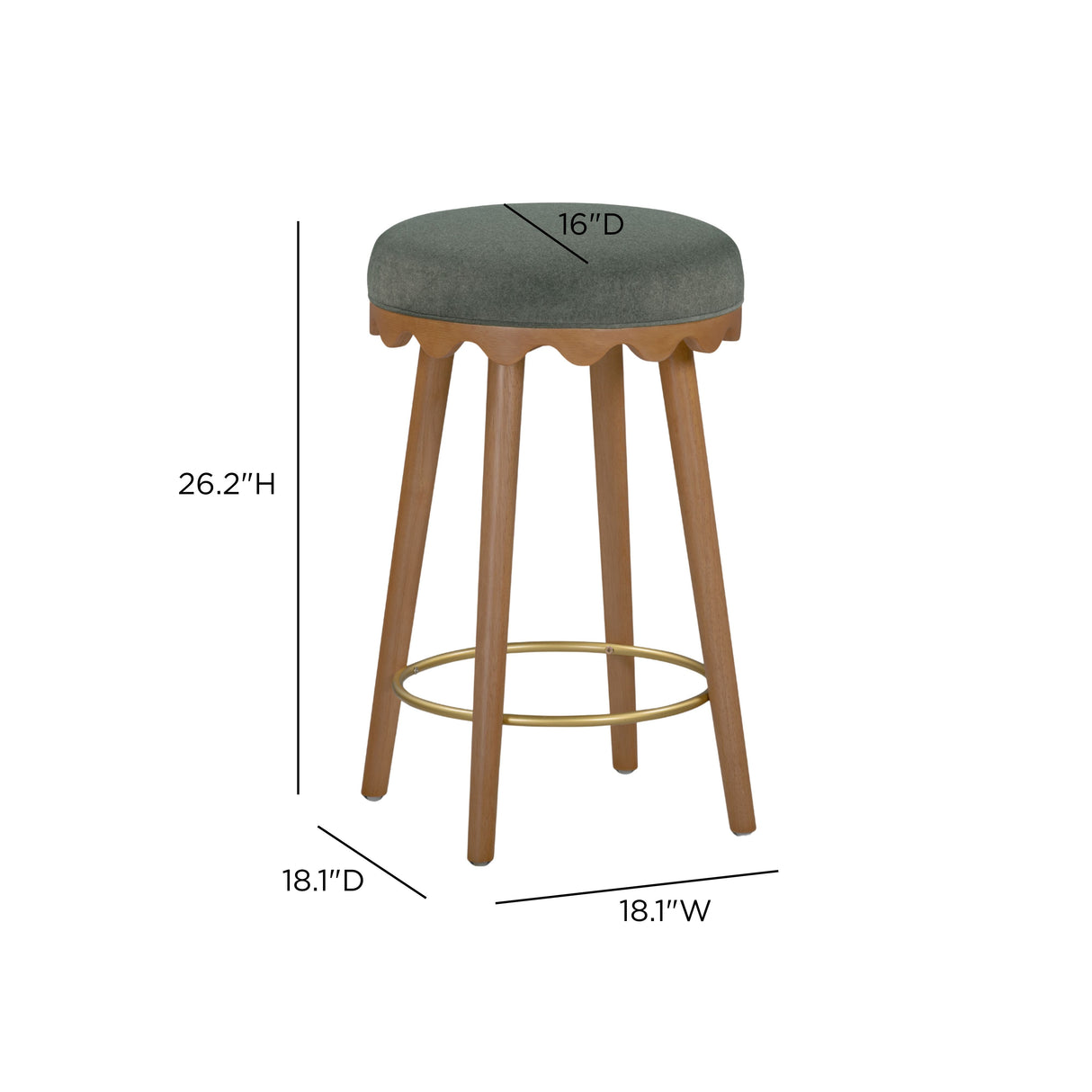 Oodle Green Performance Vegan Mohair Light Walnut Counter Stool by TOV Furniture at Eve Furniture