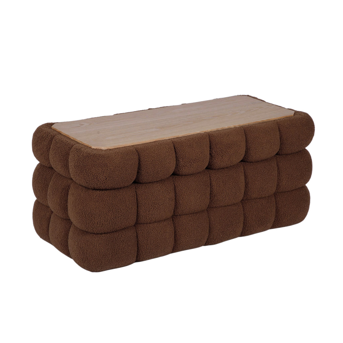 Anita 39" Faux Shearling Storage Bench With Reversible Tray Top