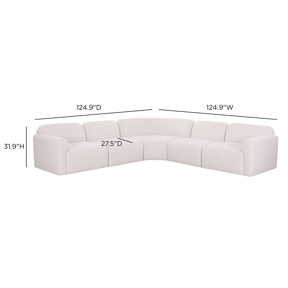 Gorge 5-Piece Modular Corner Sectional by TOV Furniture at Eve Furniture