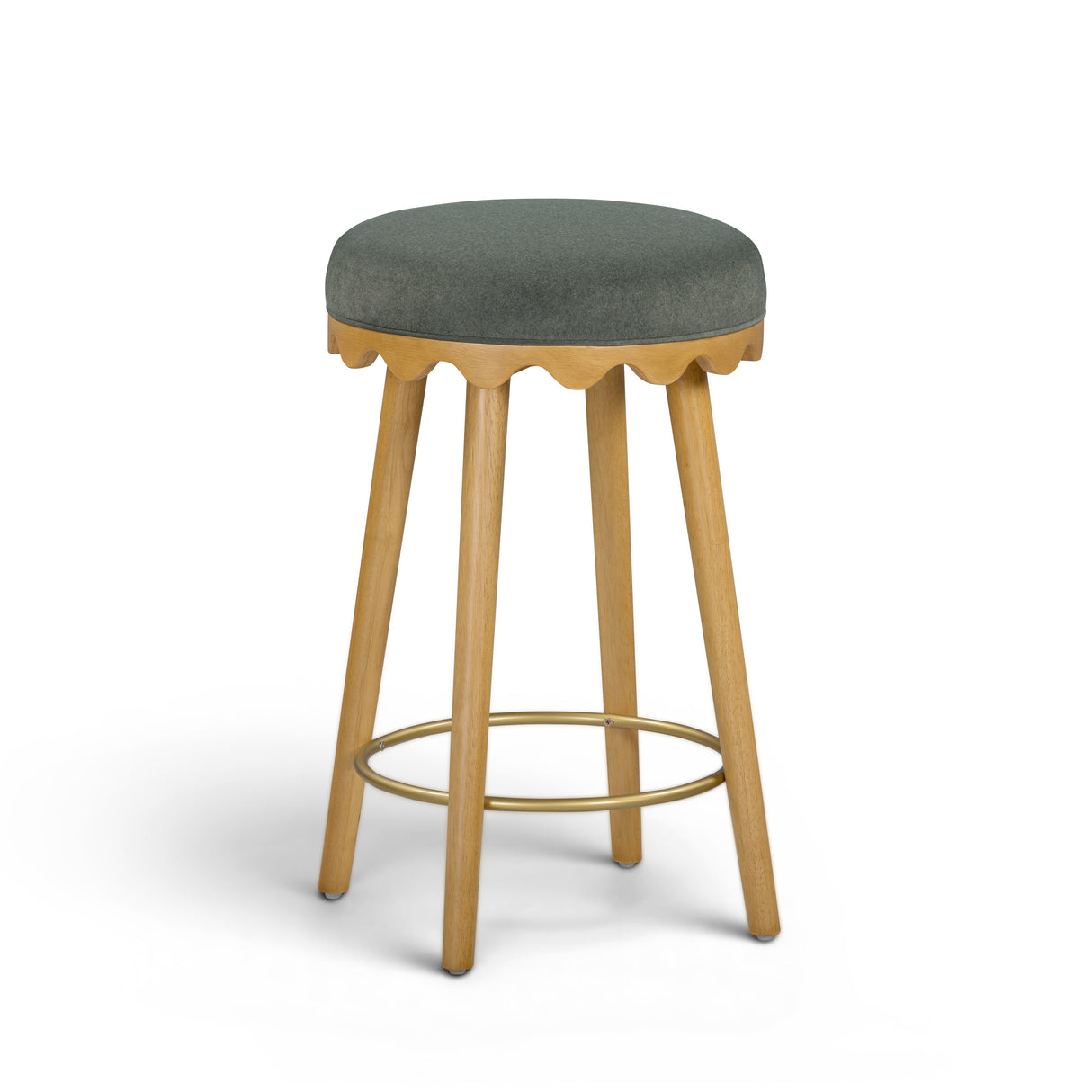 Oodle Green Performance Vegan Mohair Natural Counter Stool by TOV Furniture at Eve Furniture