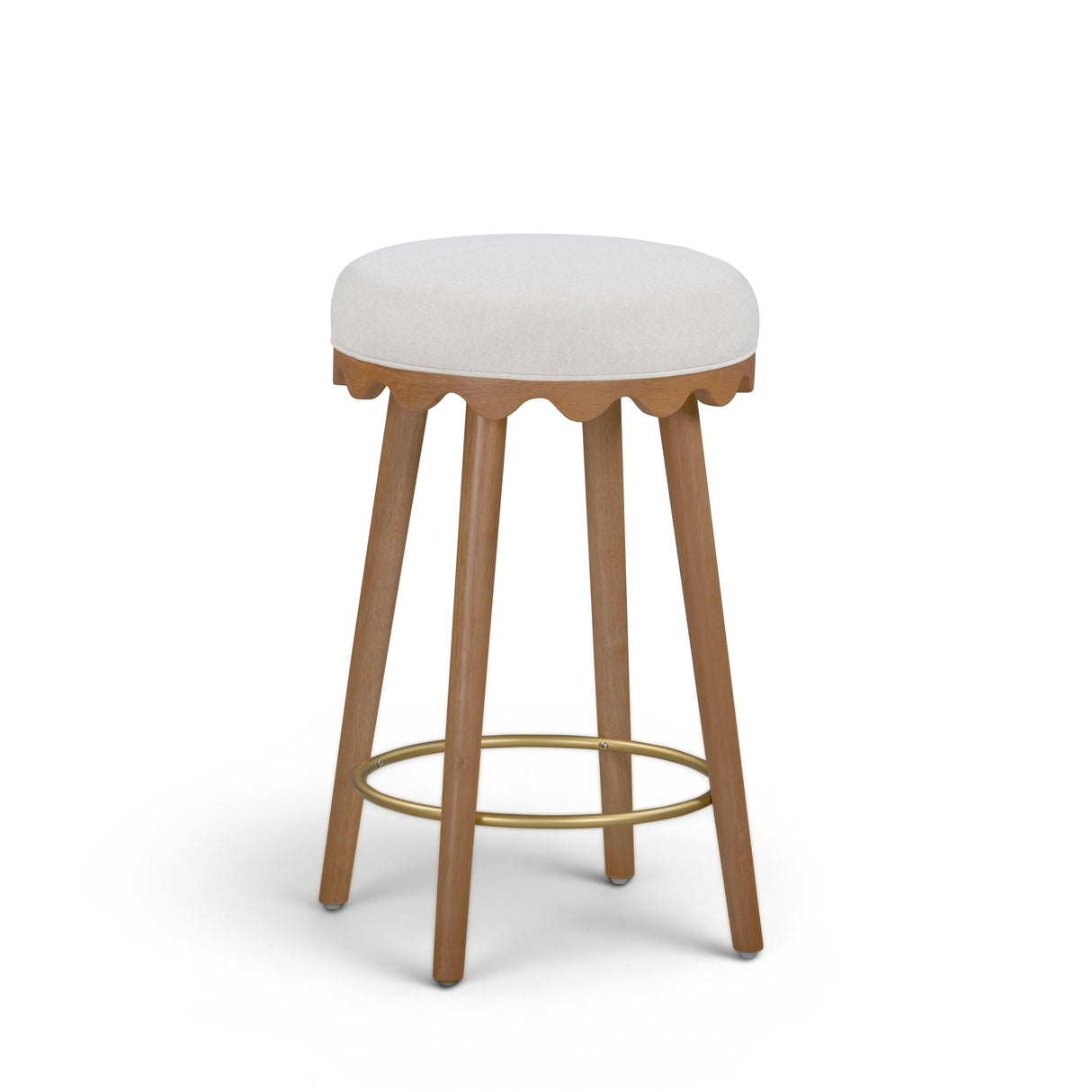 Oodle Cream Performance Vegan Mohair Light Walnut Counter Stool by TOV Furniture at Eve Furniture