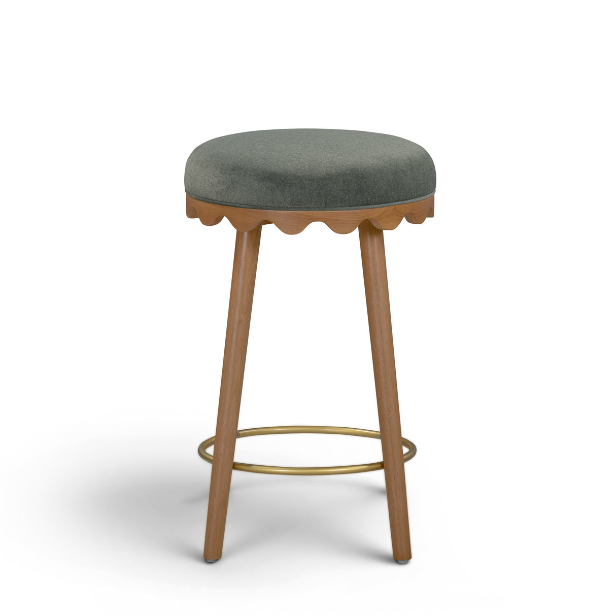 Oodle Green Performance Vegan Mohair Light Walnut Counter Stool by TOV Furniture at Eve Furniture