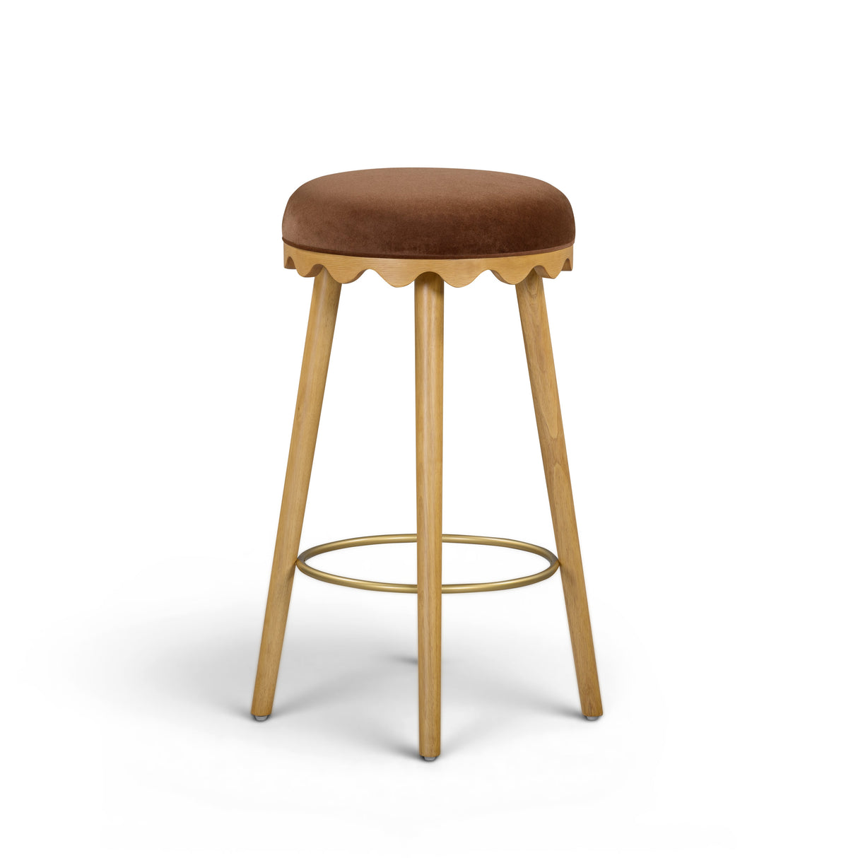Oodle Bronze Performance Vegan Mohair Natural Bar Stool by TOV Furniture at Eve Furniture