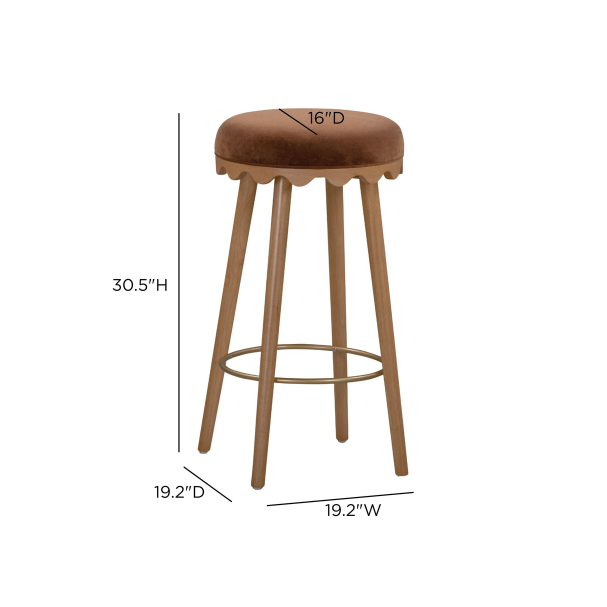 Oodle Bronze Performance Vegan Mohair Light Walnut Bar Stool by TOV Furniture at Eve Furniture