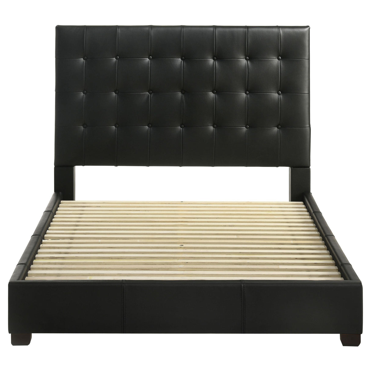 Medley Black Genuine Leather Eastern King Platform Bed by Coaster at Eve Furniture