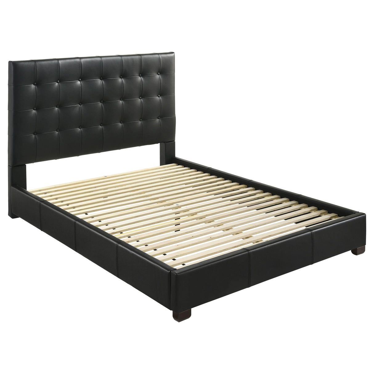 Medley Black Genuine Leather Eastern King Platform Bed by Coaster at Eve Furniture