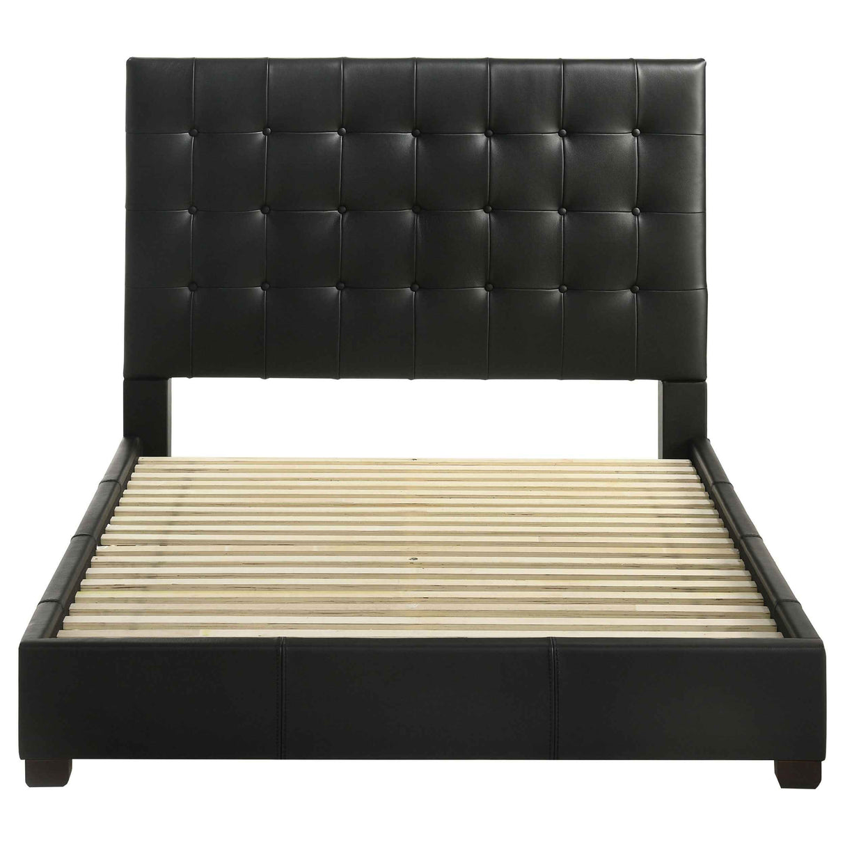 Medley Black Genuine Leather Queen Panel Platform Bed by Coaster at Eve Furniture