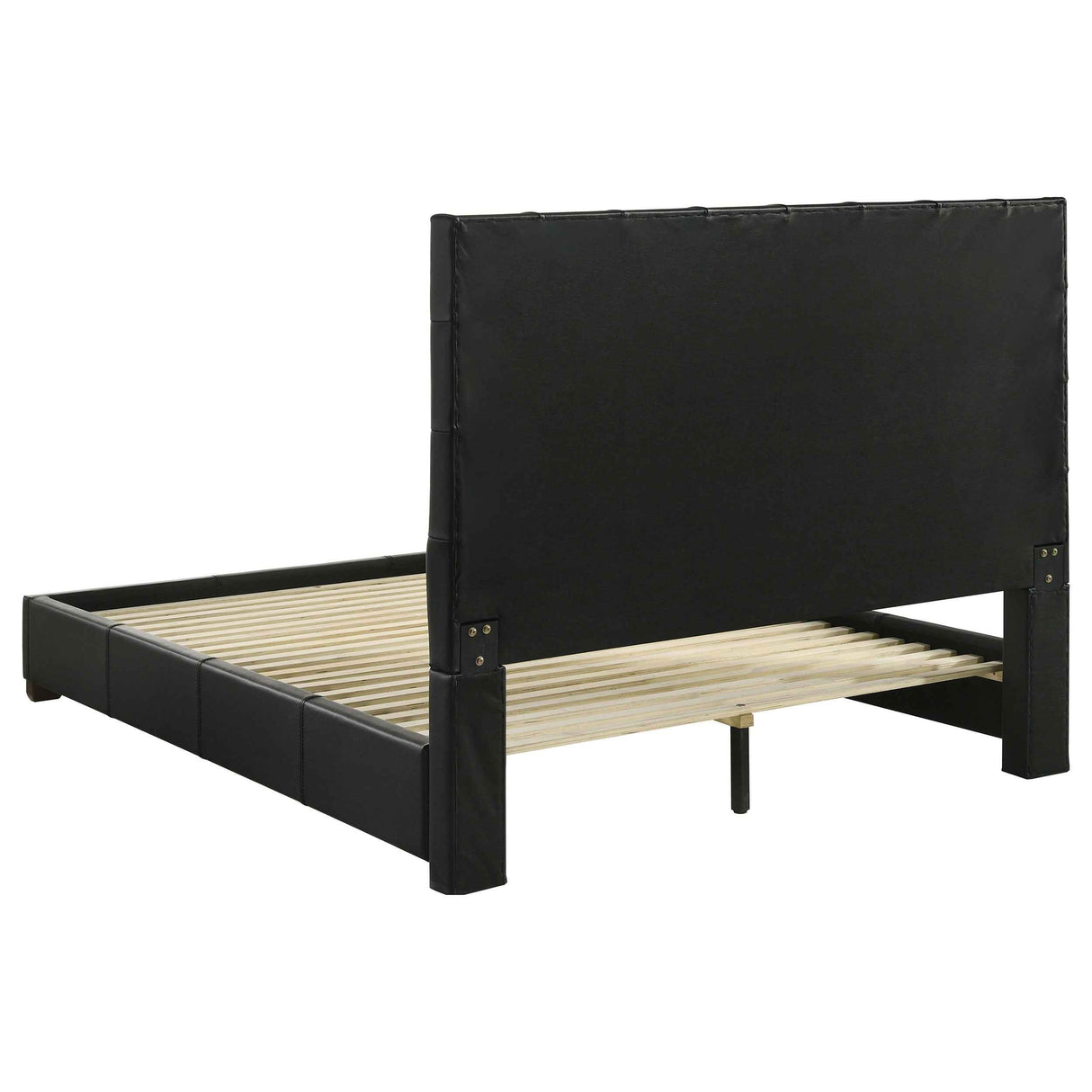 Medley Black Genuine Leather Queen Panel Platform Bed by Coaster at Eve Furniture