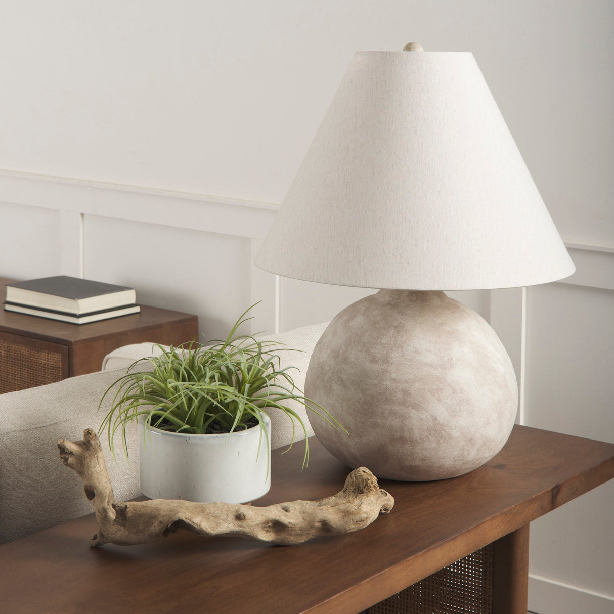 Mehdi Cream Ceramic Table Lamp by Mercana at Eve Furniture