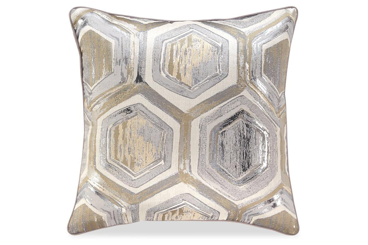 Meiling Metallic Pillow by Ashley at Eve Furniture