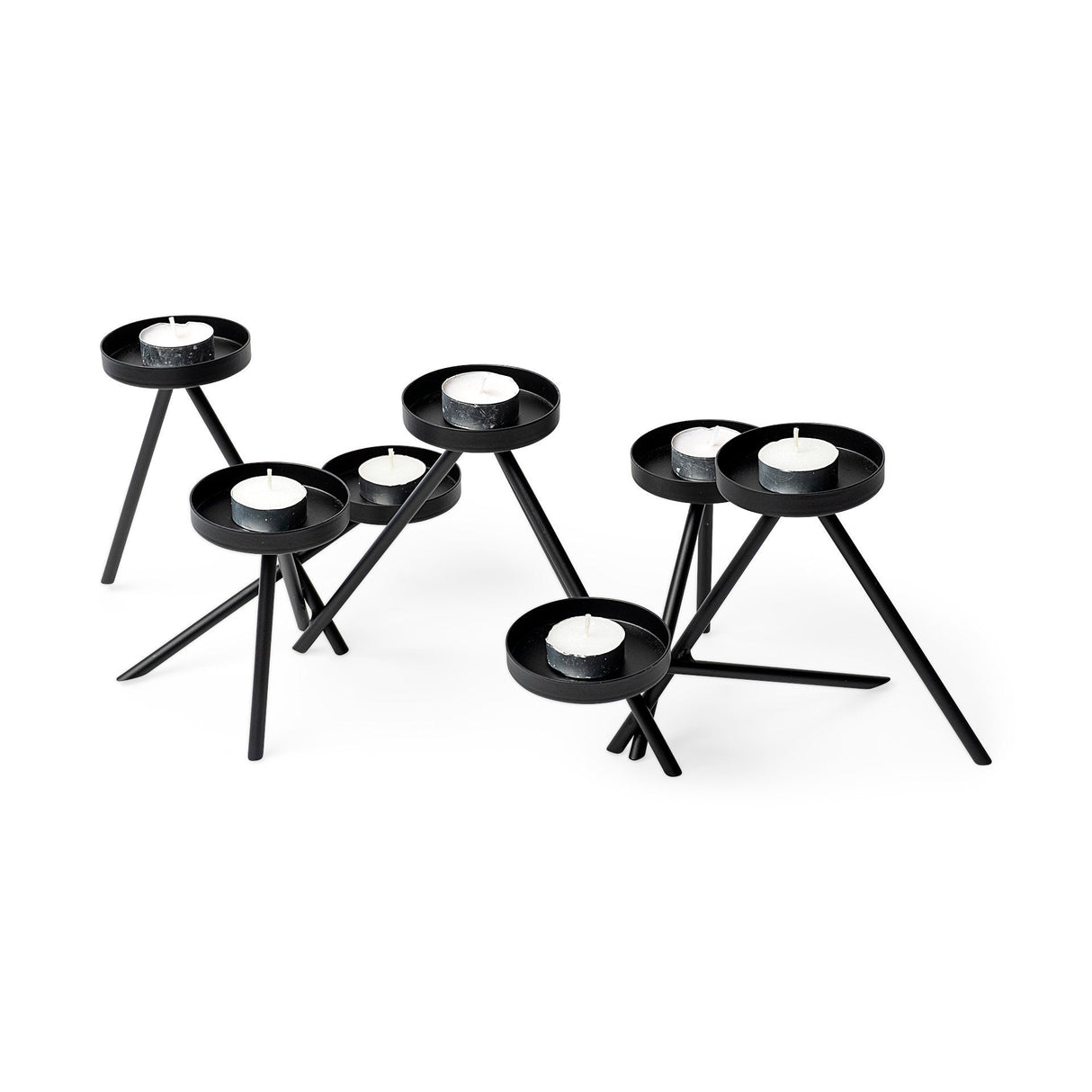 Meira Black Metal Seven Votive Table Candle Holder by Mercana at Eve Furniture