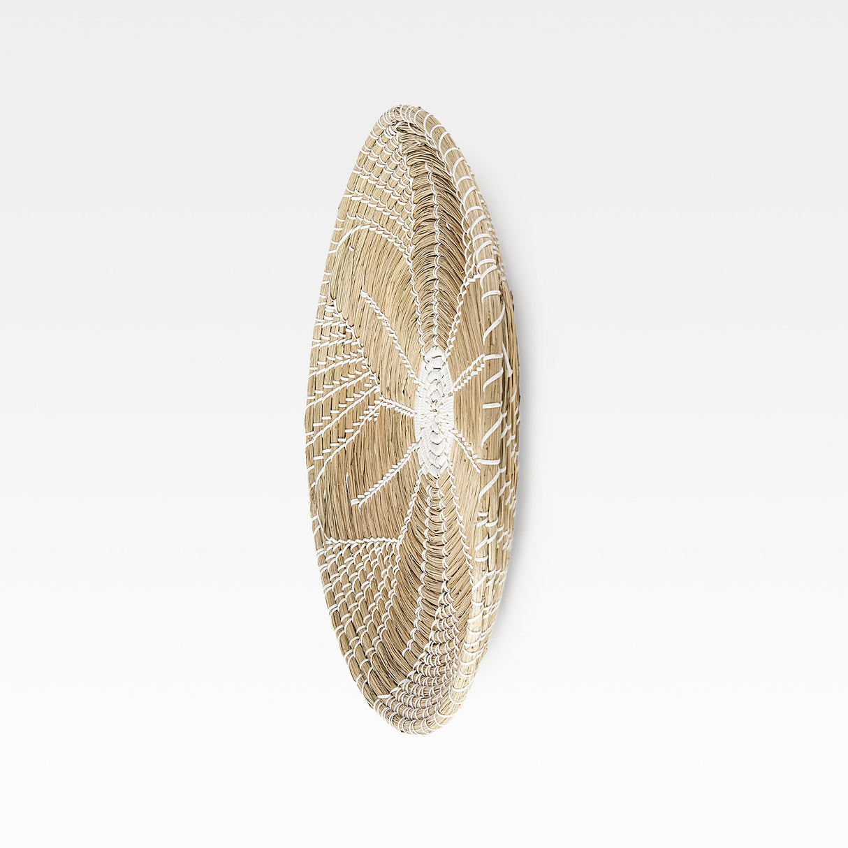 Mekhi Light Brown Seagrass W/White String Round Wall Hanging Plate by Mercana at Eve Furniture