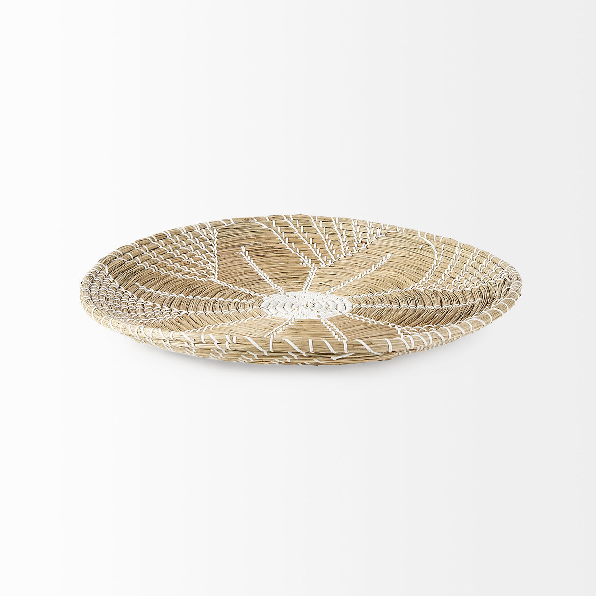 Mekhi Light Brown Seagrass W/White String Round Wall Hanging Plate by Mercana at Eve Furniture
