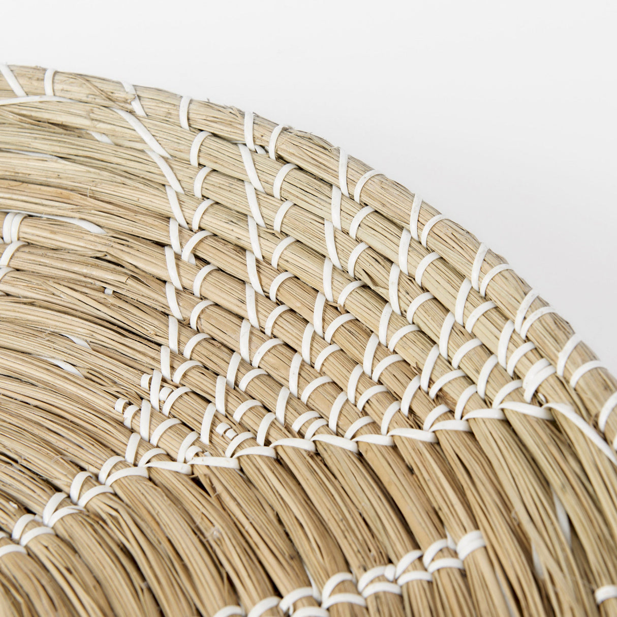 Mekhi Light Brown Seagrass W/White String Round Wall Hanging Plate by Mercana at Eve Furniture