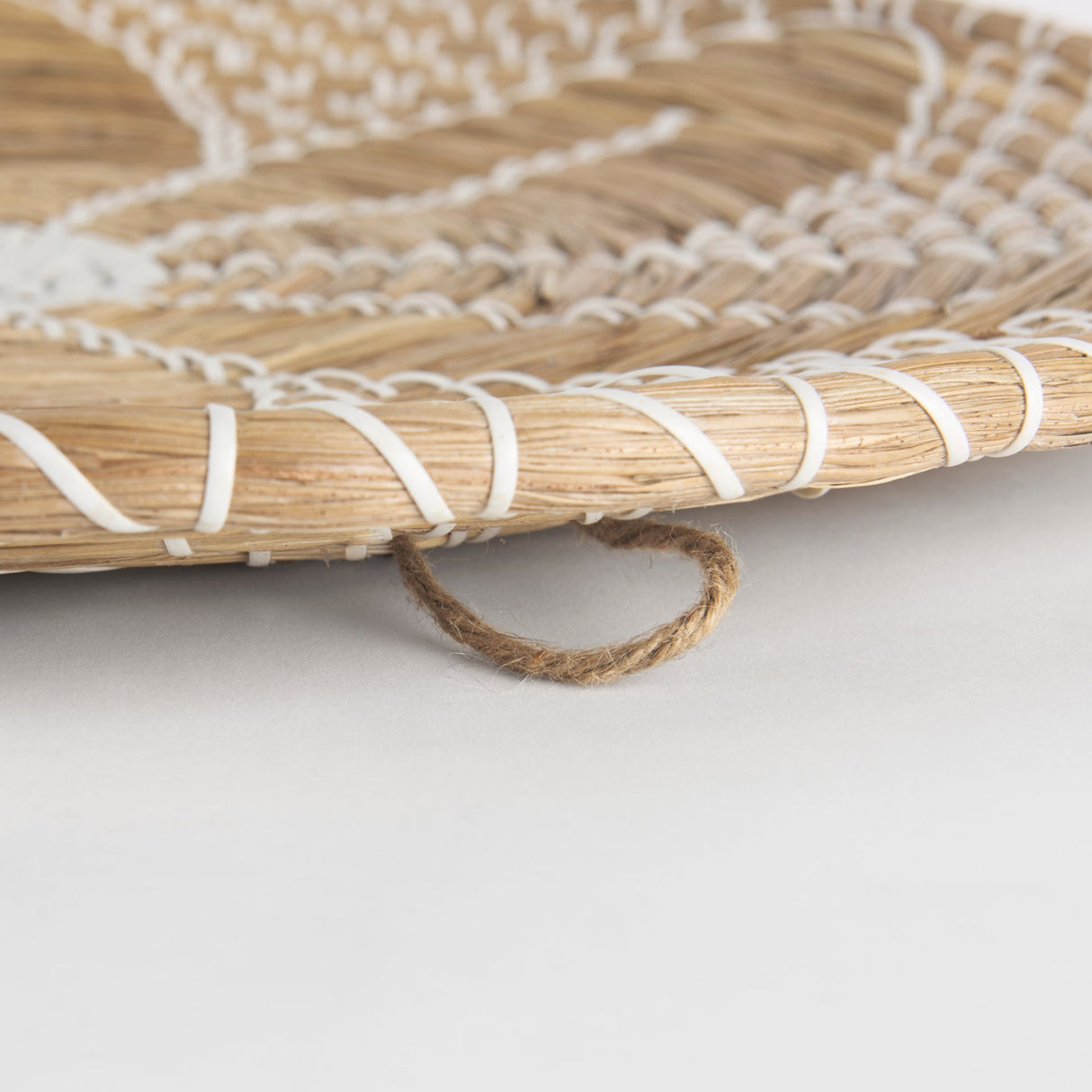 Mekhi Light Brown Seagrass W/White String Round Wall Hanging Plate by Mercana at Eve Furniture