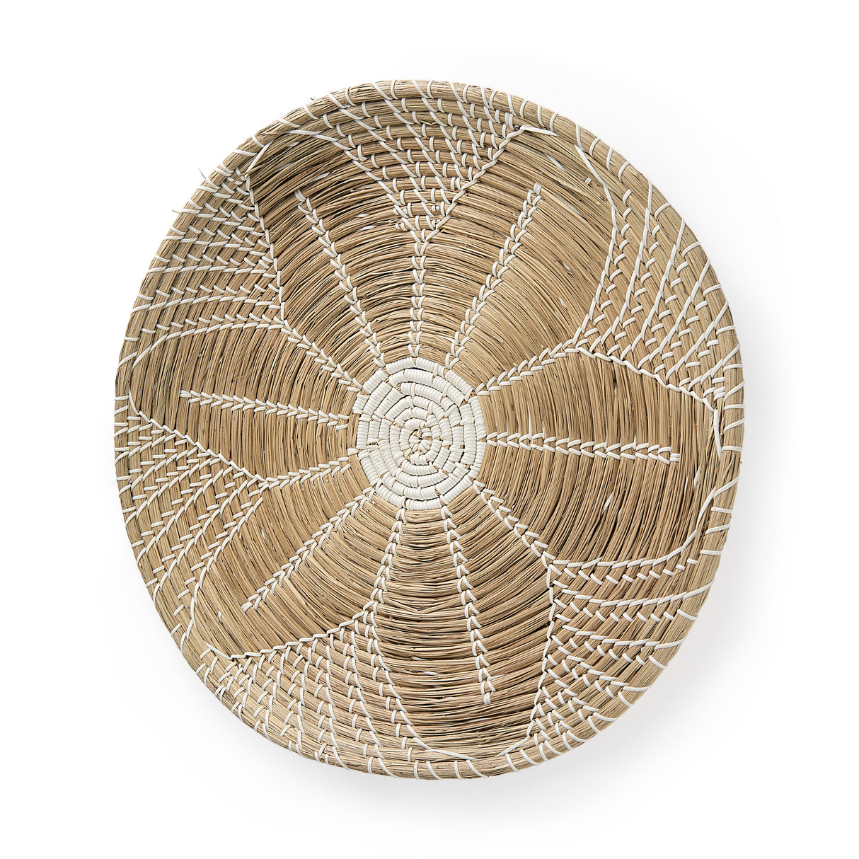 Mekhi Light Brown Seagrass W/White String Round Wall Hanging Plate by Mercana at Eve Furniture