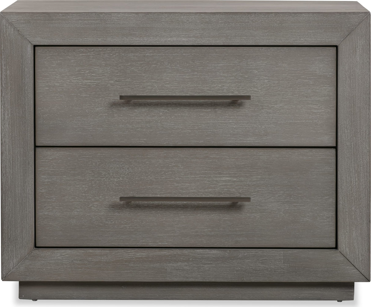 Melbourne Mineral Two Drawer Nightstand with USB by Modus Furniture at Eve Furniture