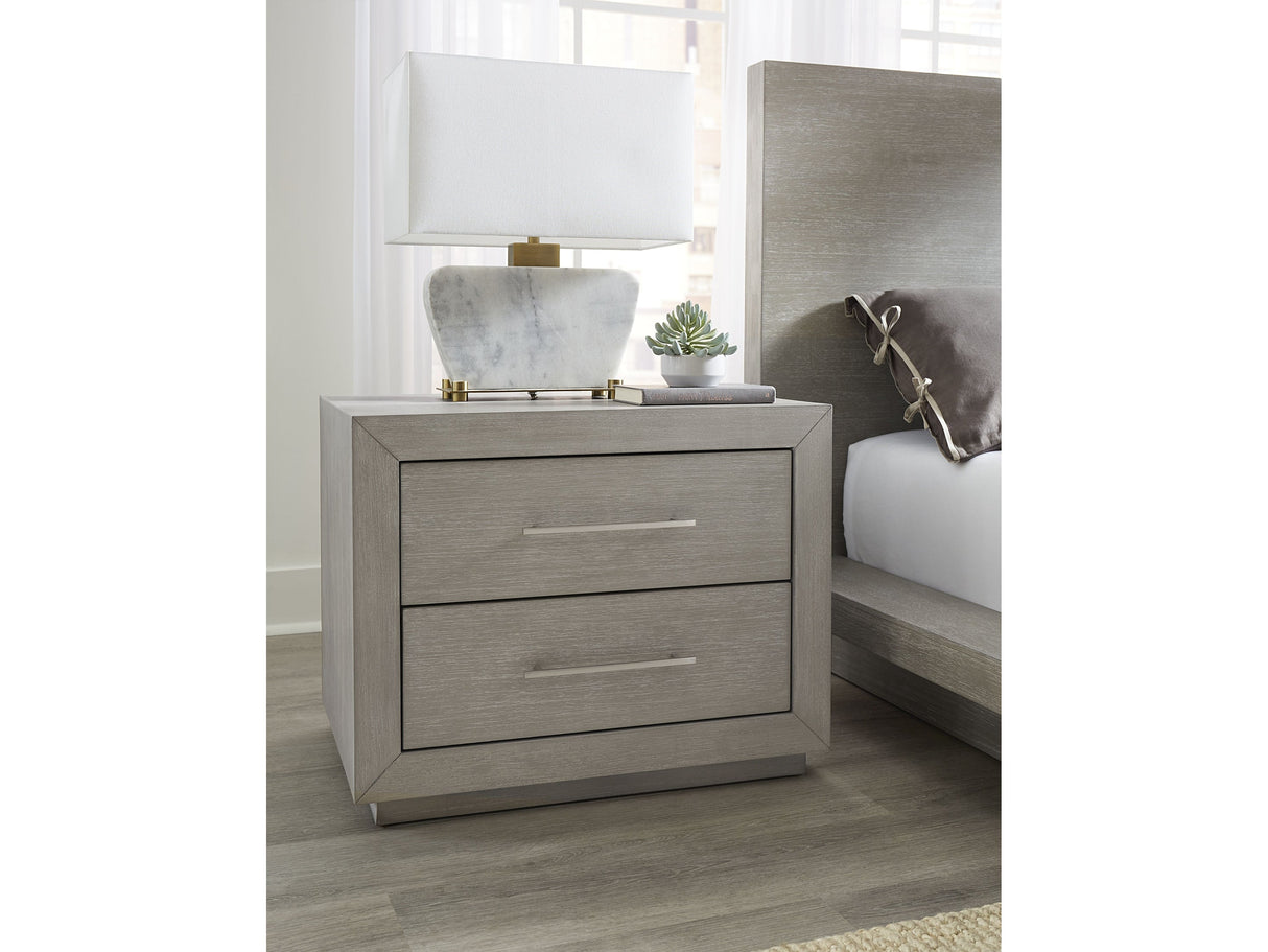 Melbourne Mineral Two Drawer Nightstand with USB by Modus Furniture at Eve Furniture