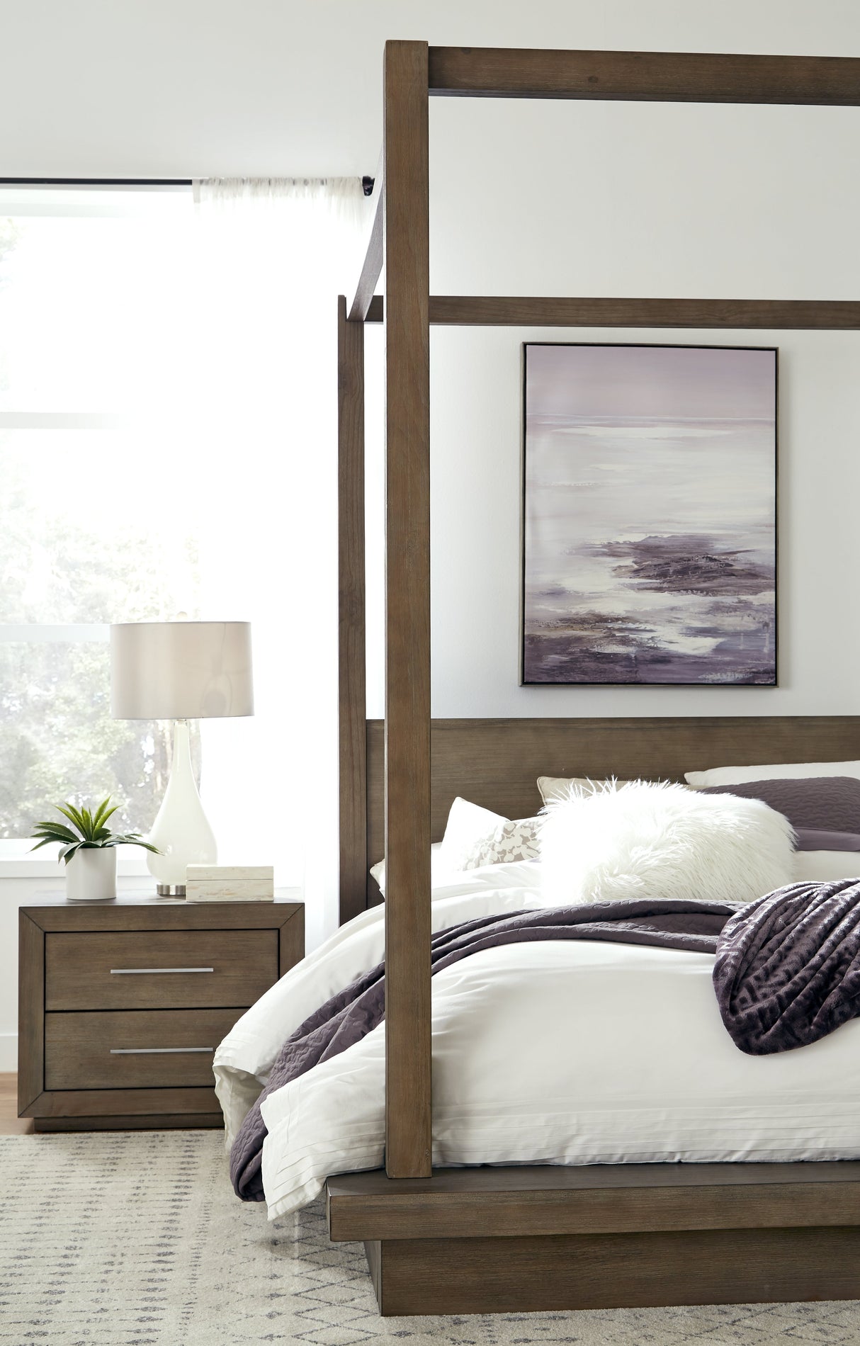 Melbourne Wood Full Canopy Bed in Dark Pine by Modus Furniture at Eve Furniture