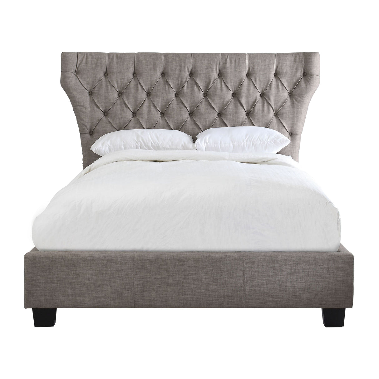 Melina California King Upholstered Platform Bed in Dolphin Linen by Modus Furniture at Eve Furniture