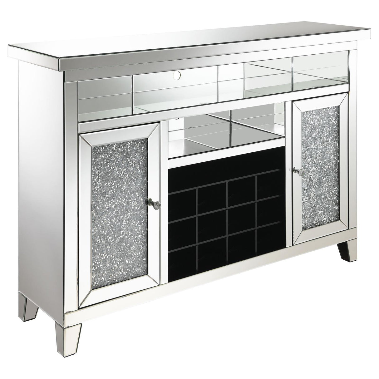 Melinda 2-Door Wine Cabinet with Lighting Mirror by Coaster at Eve Furniture