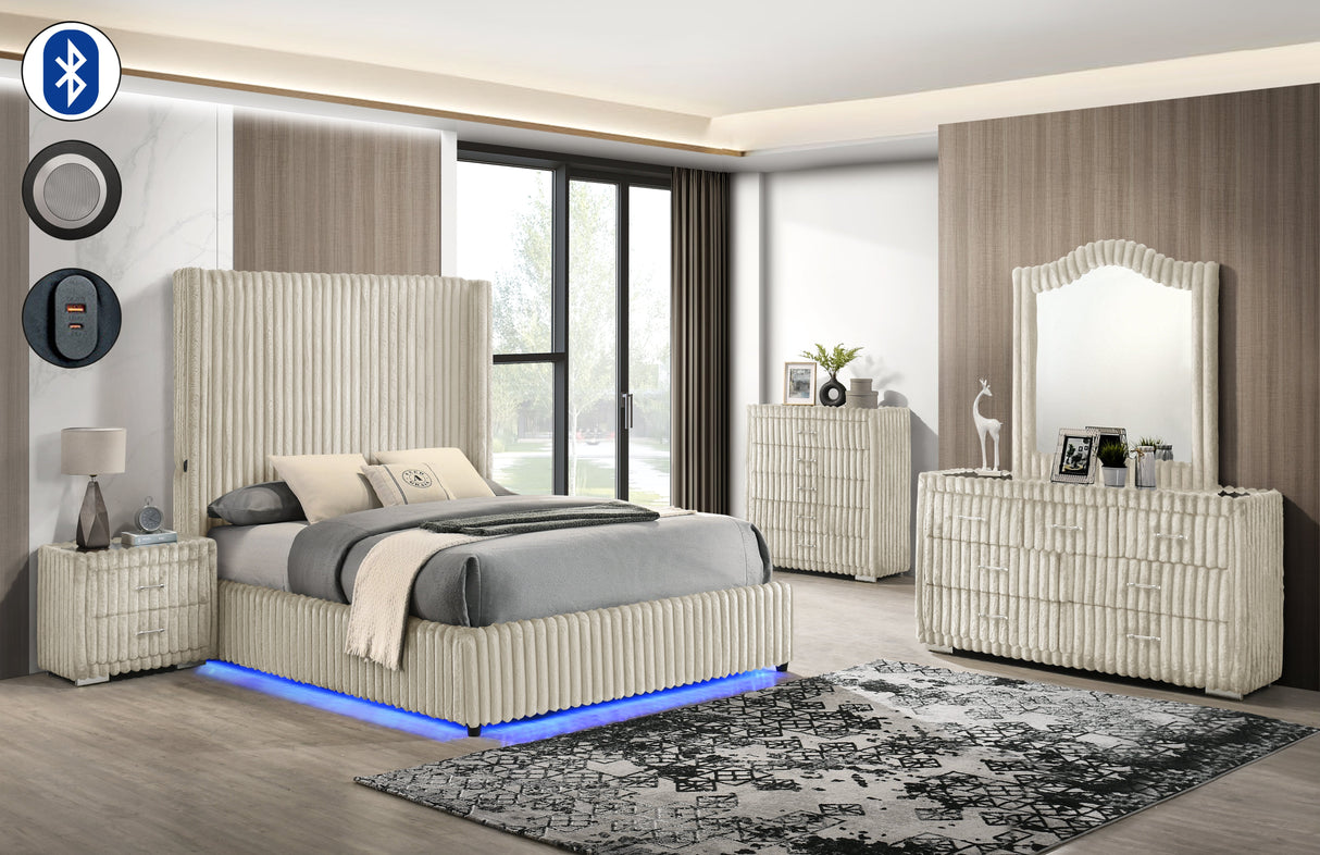 Melinda Cream Premium Corduroy Bedroom Set by New Era Innovations at Eve Furniture