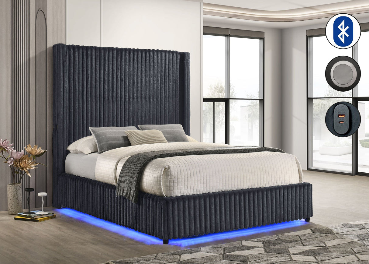 Melinda Grey Premium Corduroy King Bed by New Era Innovations at Eve Furniture