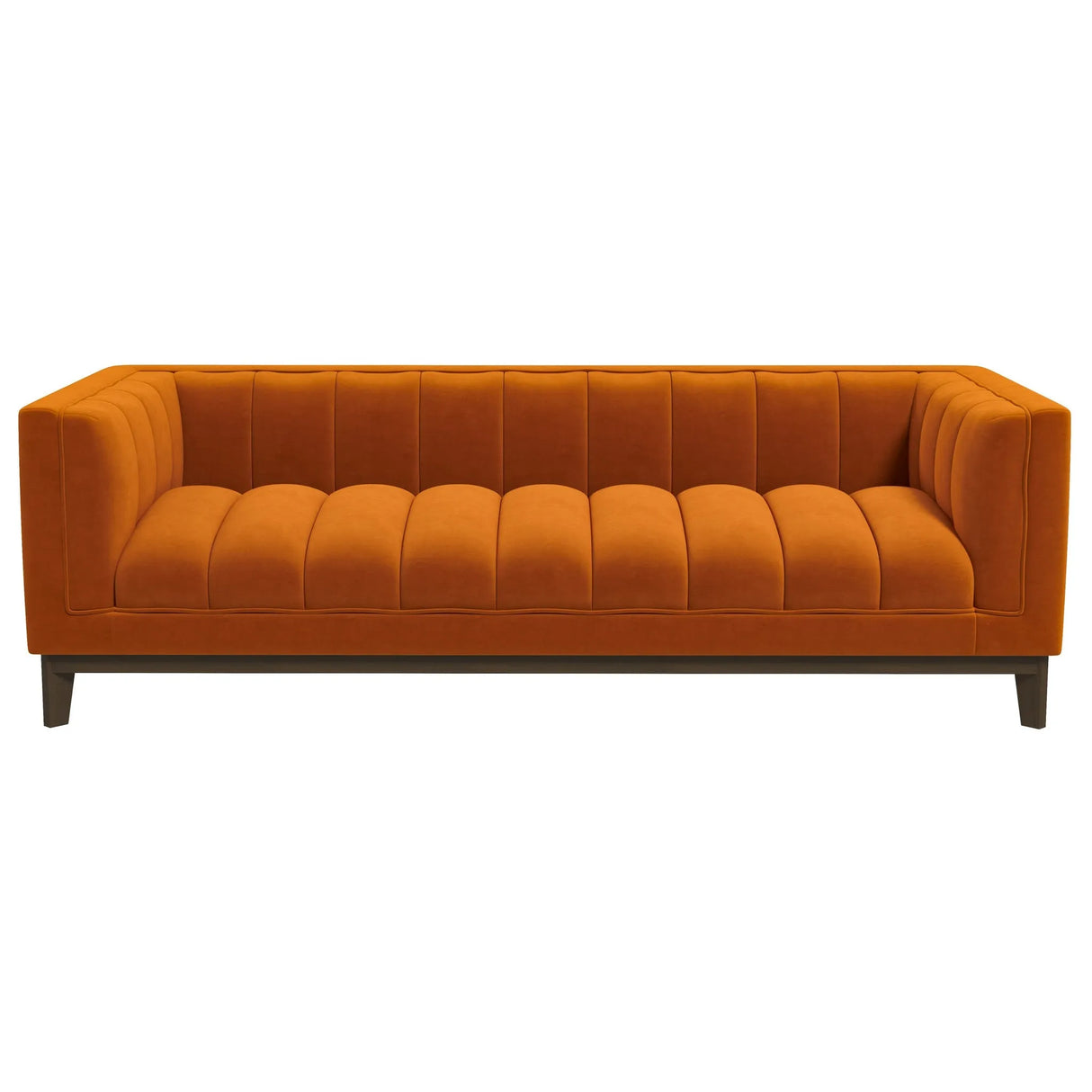 Melissa Mid-Century Orange Velvet Modern Sofa by Ashcroft Imports at Eve Furniture