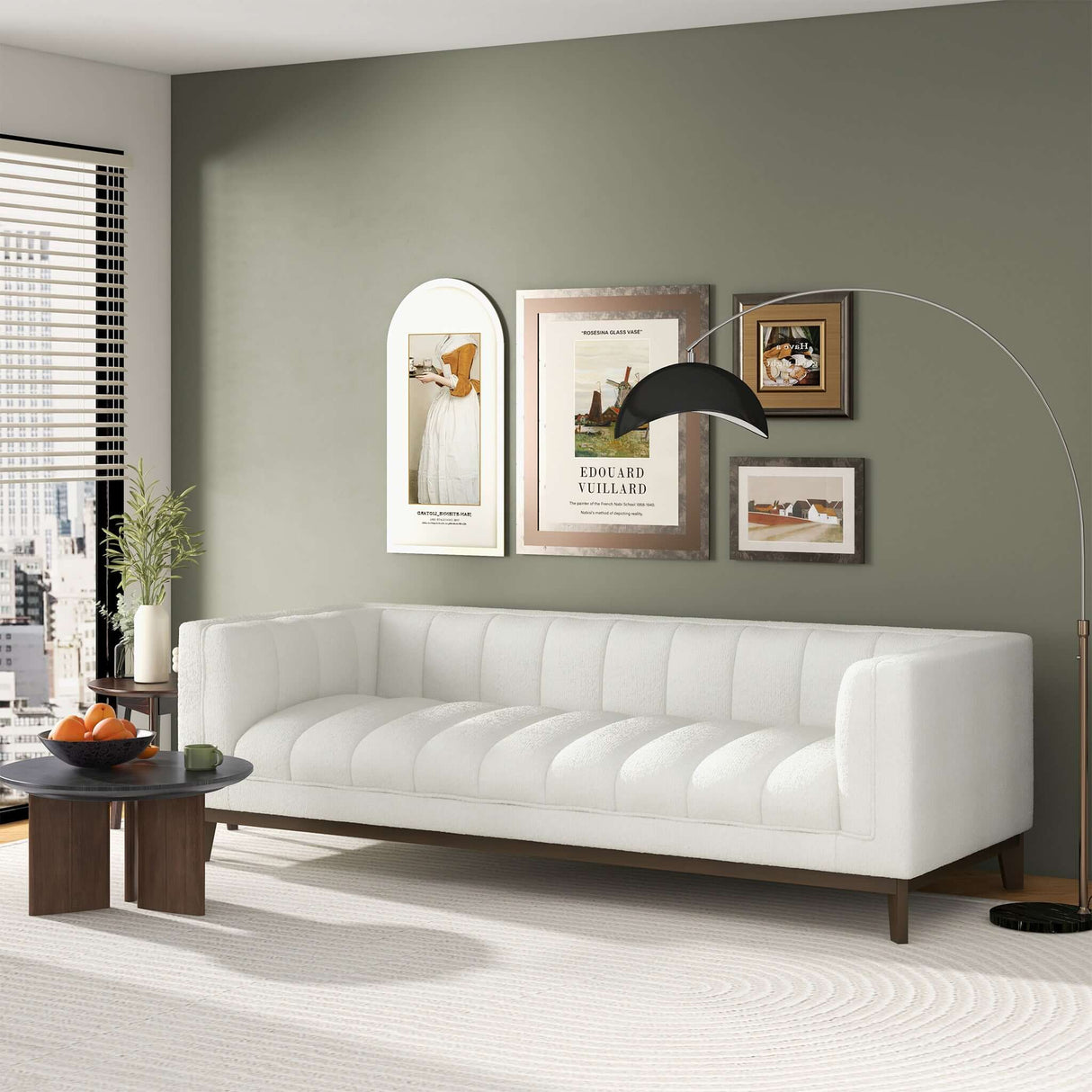 Melissa Mid-Century White Boucle Modern Sofa by Ashcroft Furniture at Eve Furniture