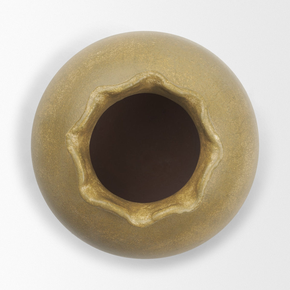 Melo Small Distressed Citron Yellow Ceramic Vase by Mercana at Eve Furniture