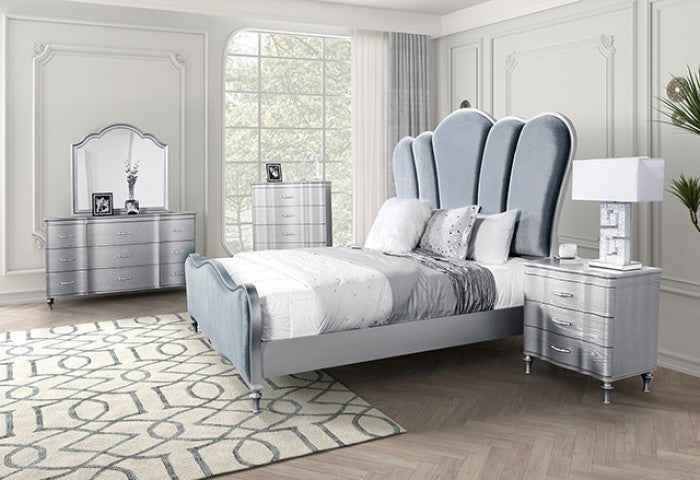 Melodi Parc Silver 5-Piece Queen Bedroom Set by Furniture of America at Eve Furniture