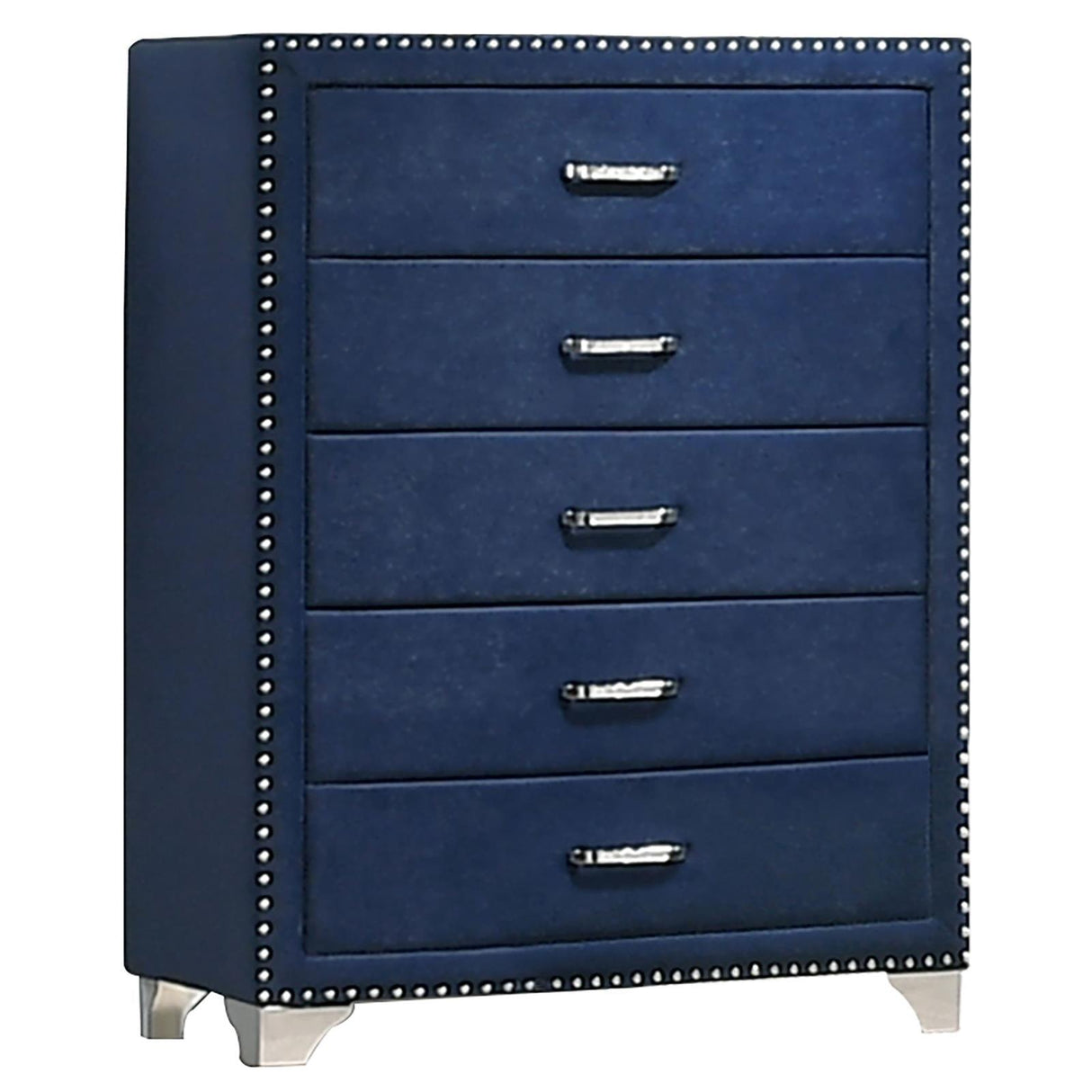 Melody 5-drawer Upholstered Chest Pacific Blue by Coaster at Eve Furniture