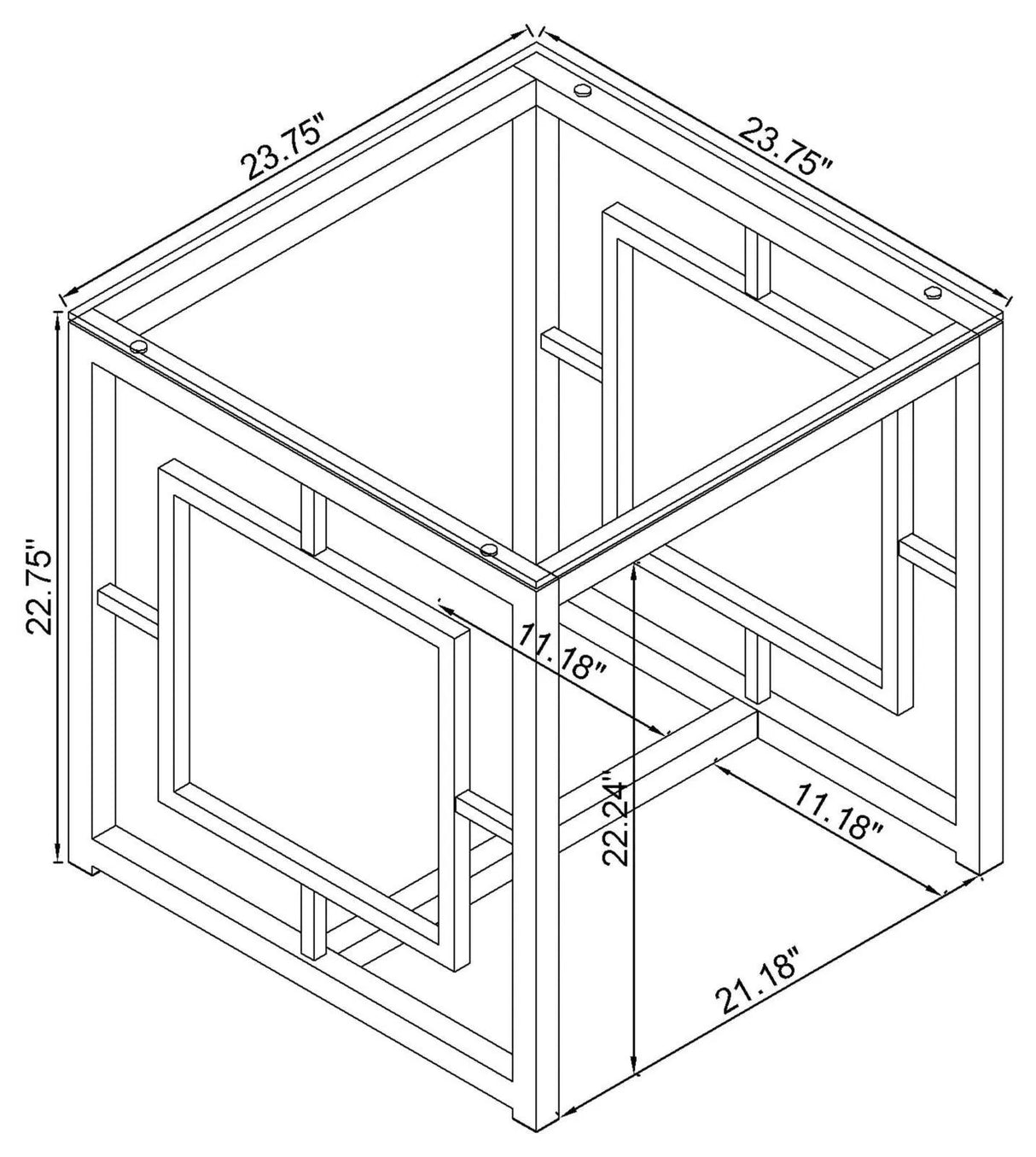 Merced Nickel Square Tempered Glass Top End Table by Coaster at Eve Furniture