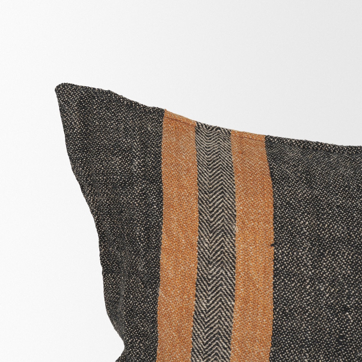 Mercer Lumbar Black w/ Orange Stripes Decorative Pillow Cover by Mercana at Eve Furniture