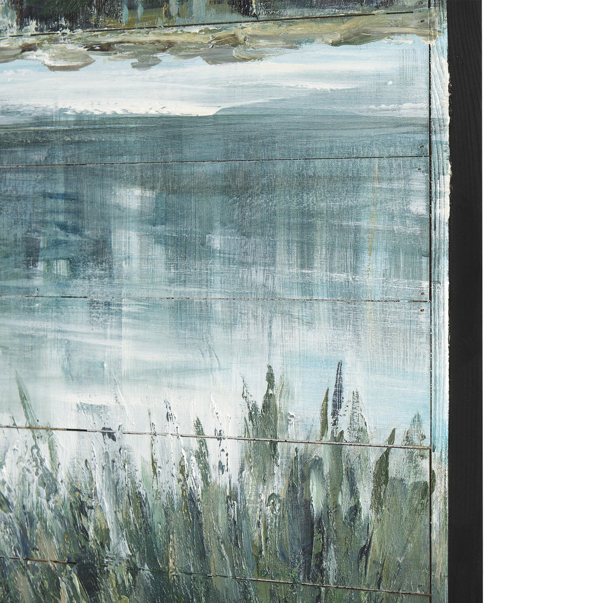 Mere Pond Lake Hand Painted on Wood Oil Painting by Mercana at Eve Furniture
