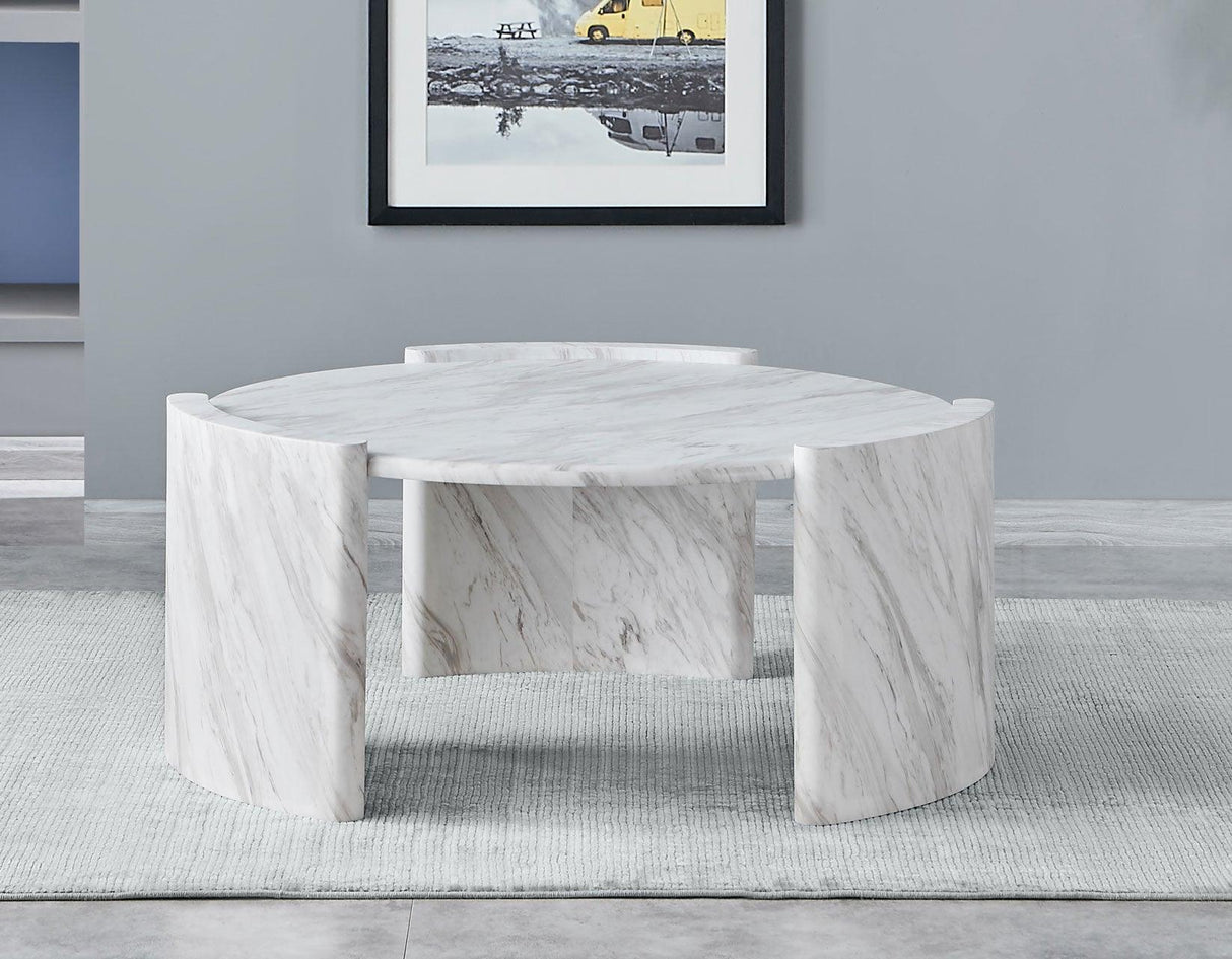 Merino Faux-Marble Round Cocktail Table by Steve Silver at Eve Furniture