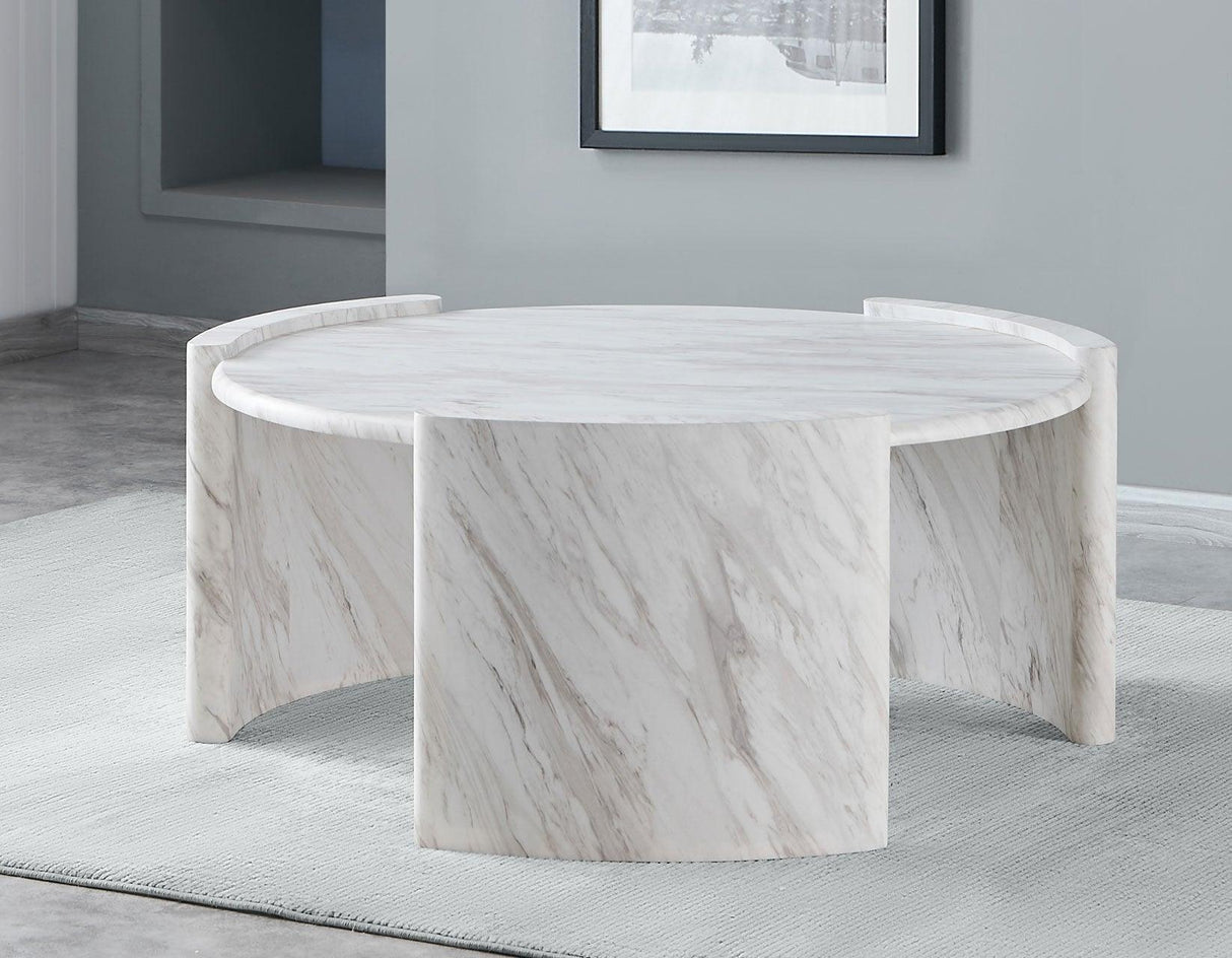 Merino Faux-Marble Round Cocktail Table by Steve Silver at Eve Furniture