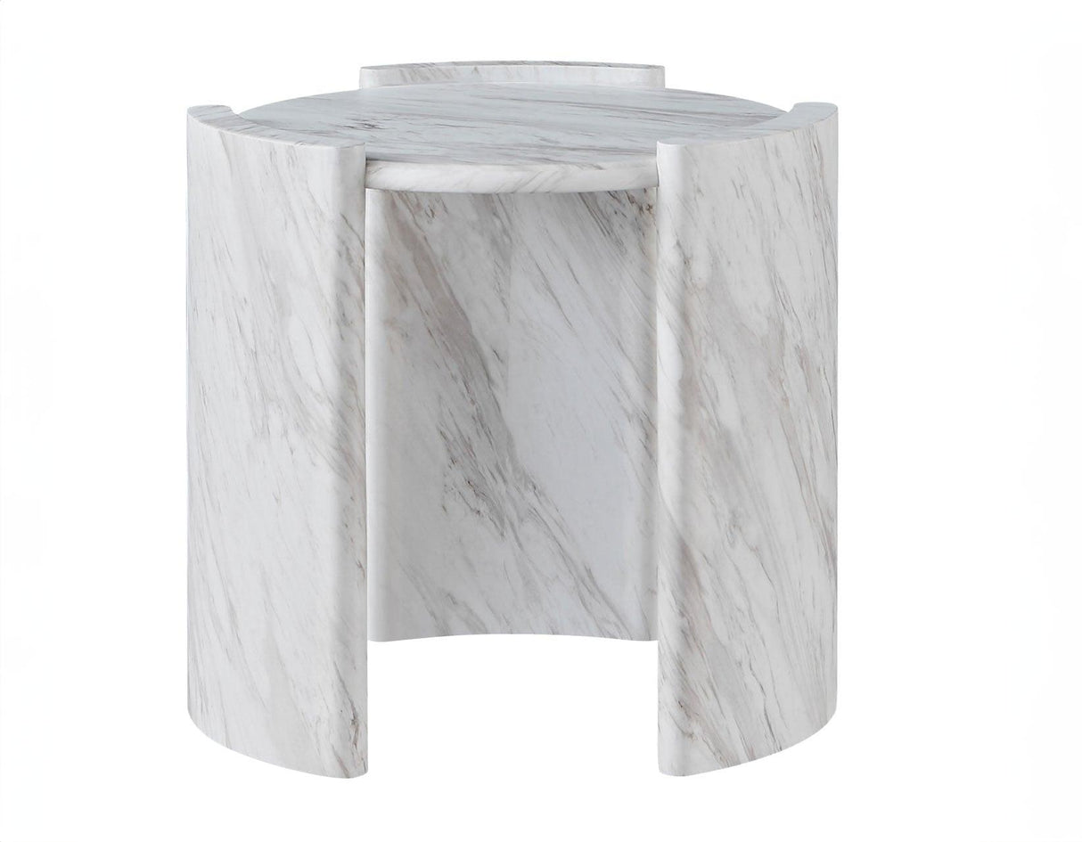 Merino Faux-Marble Round End Table by Steve Silver at Eve Furniture