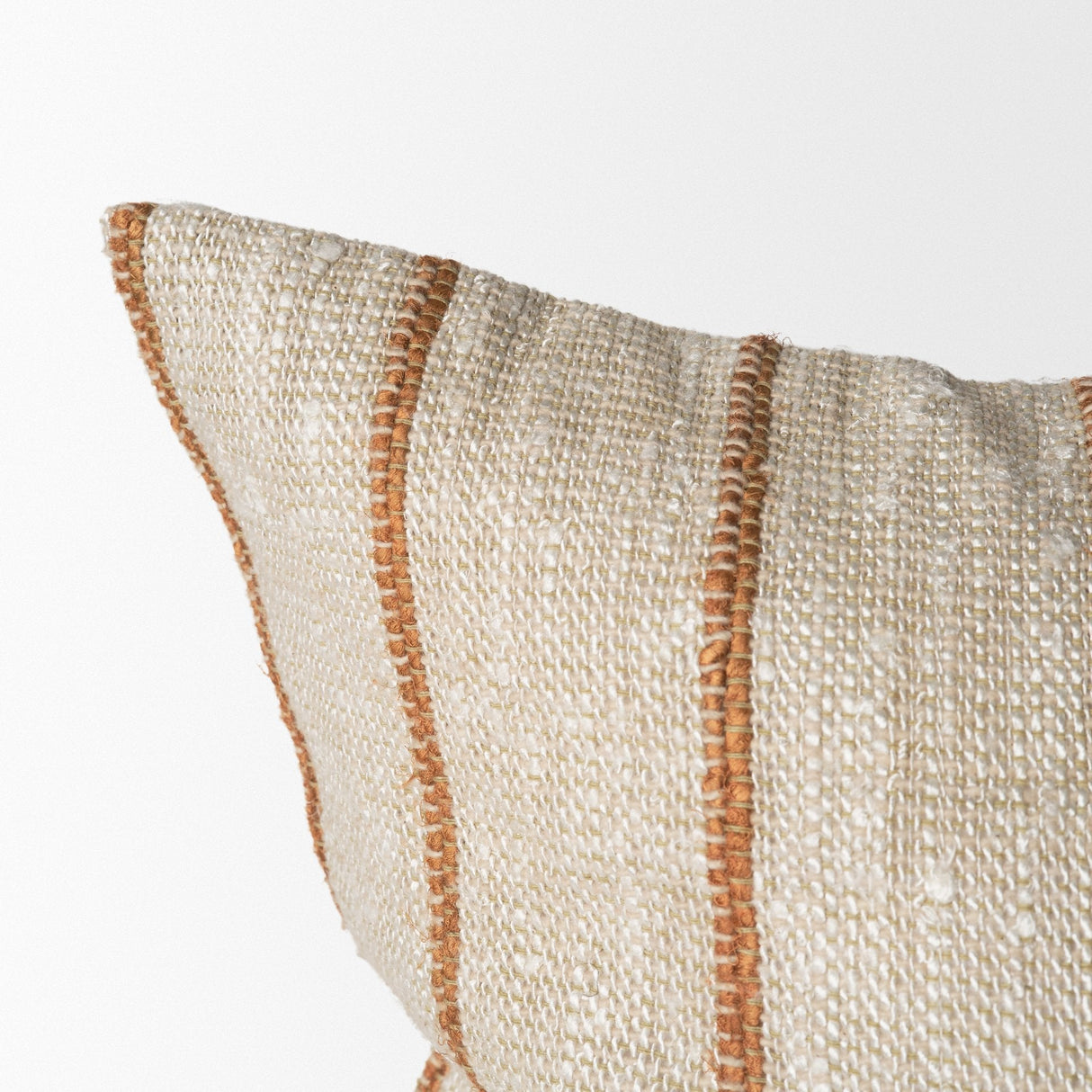 Merrick Square Natural Beige w/ Orange Stripes Decorative Pillow by Mercana at Eve Furniture