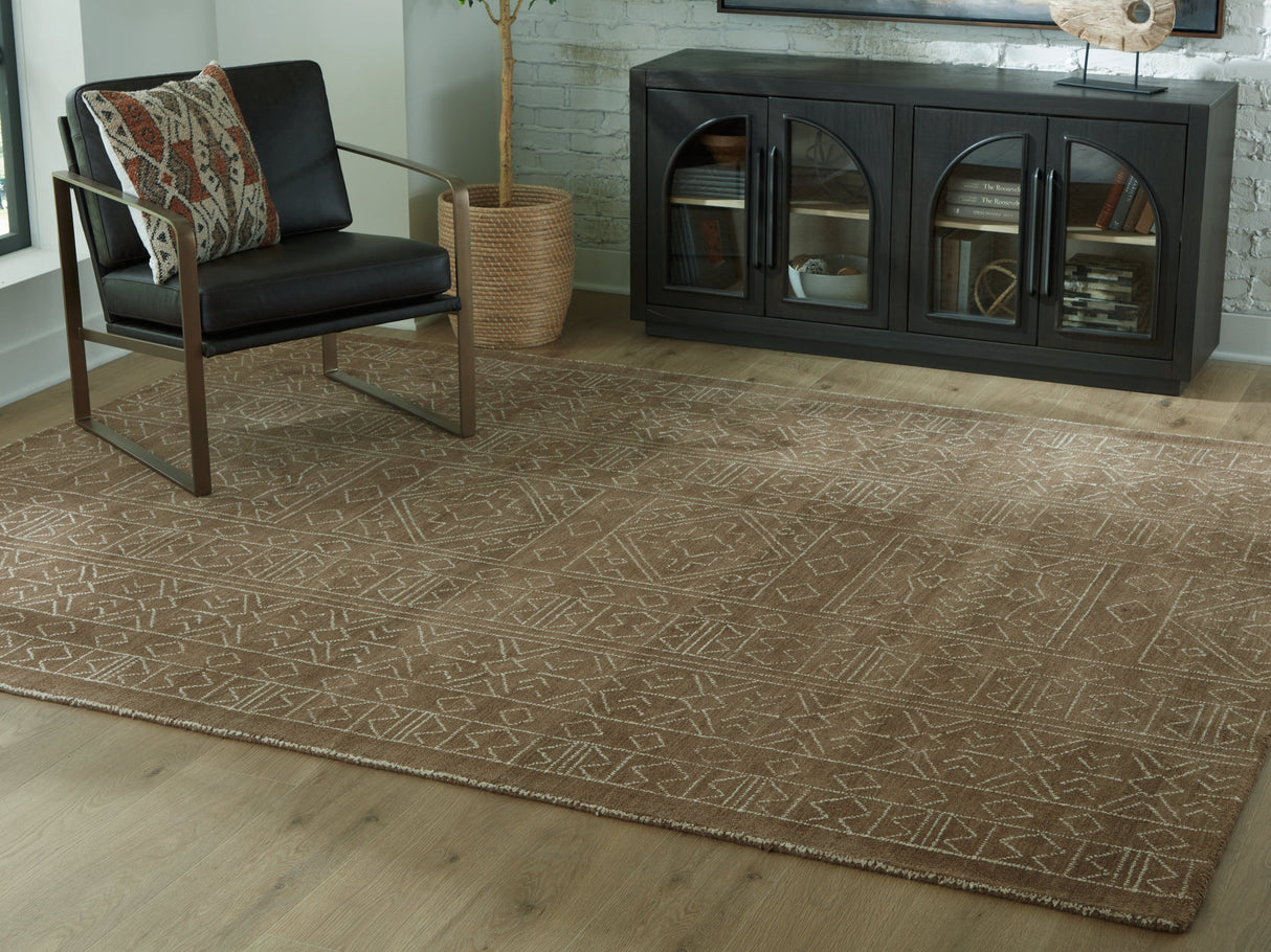 Merrittman Brown/Ivory Large Rug by Ashley at Eve Furniture