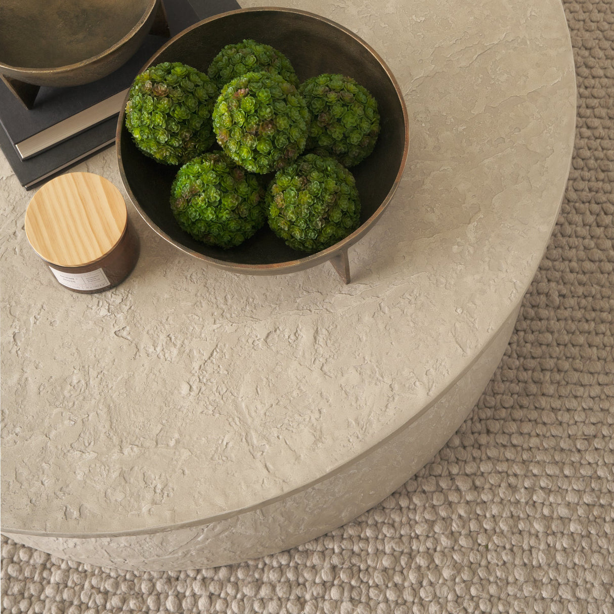 Mesa 48" Round Stone Finish Coffee Table by Mercana at Eve Furniture