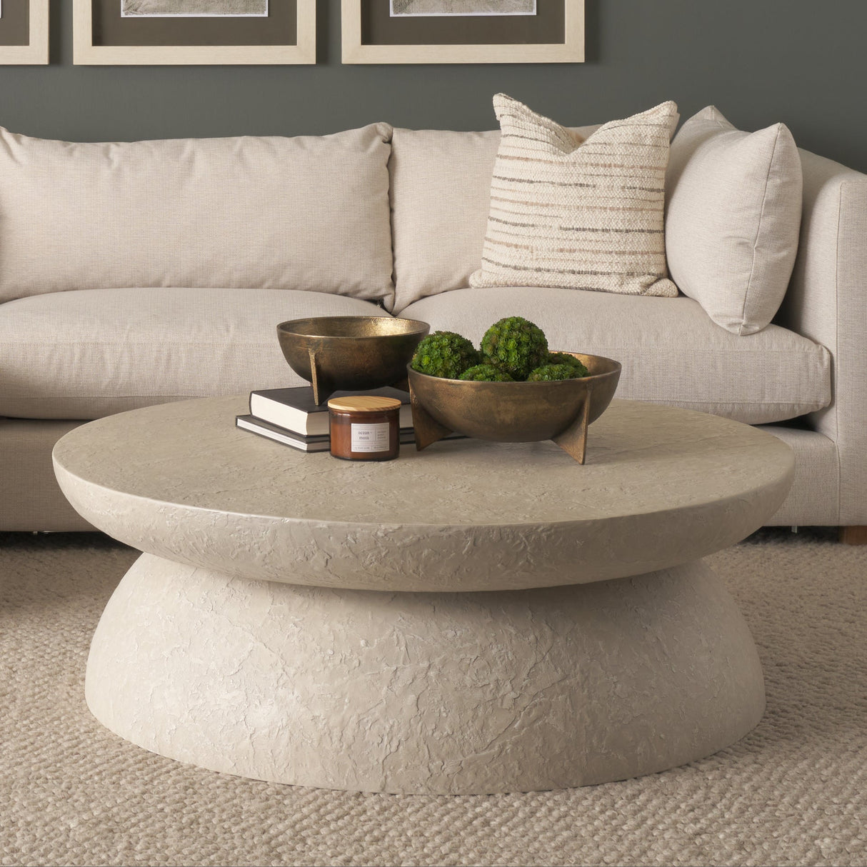Mesa Round Stone Finish Coffee Table by Mercana at Eve Furniture