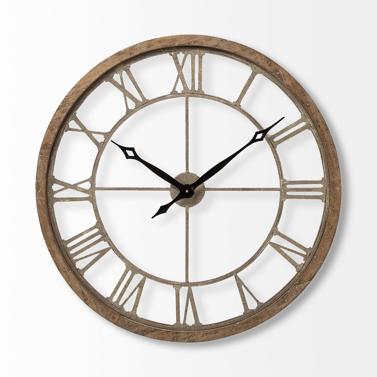 Mething Light Brown Large Farmhouse Wall Clock by Mercana at Eve Furniture