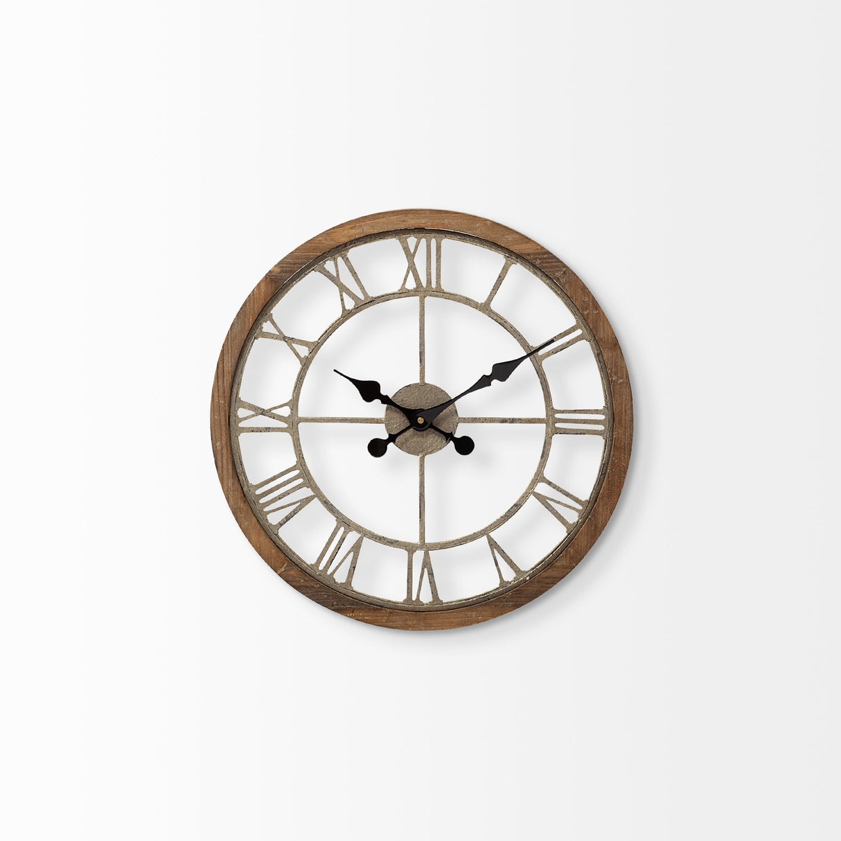 Mething Light Brown Small Farmhouse Wall Clock by Mercana at Eve Furniture