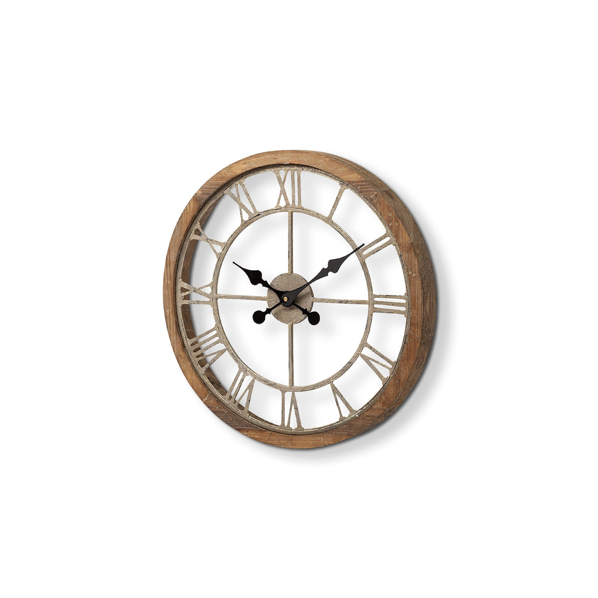 Mething Light Brown Small Farmhouse Wall Clock by Mercana at Eve Furniture