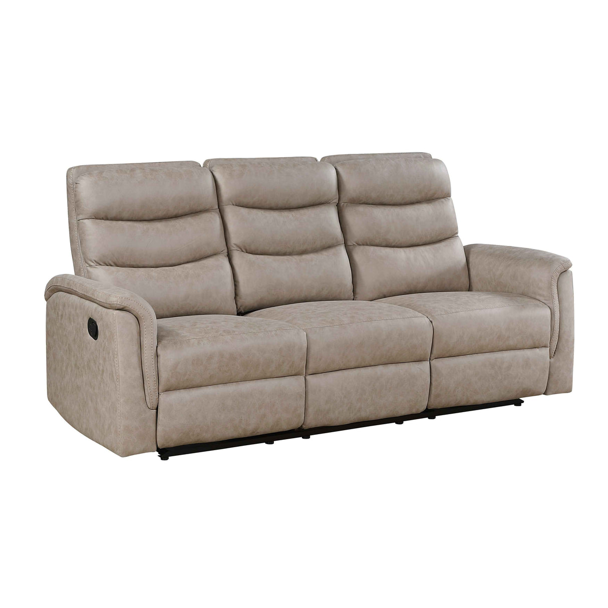 Metric Taupe Double Reclining Sofa with Drop-down Cup Holders