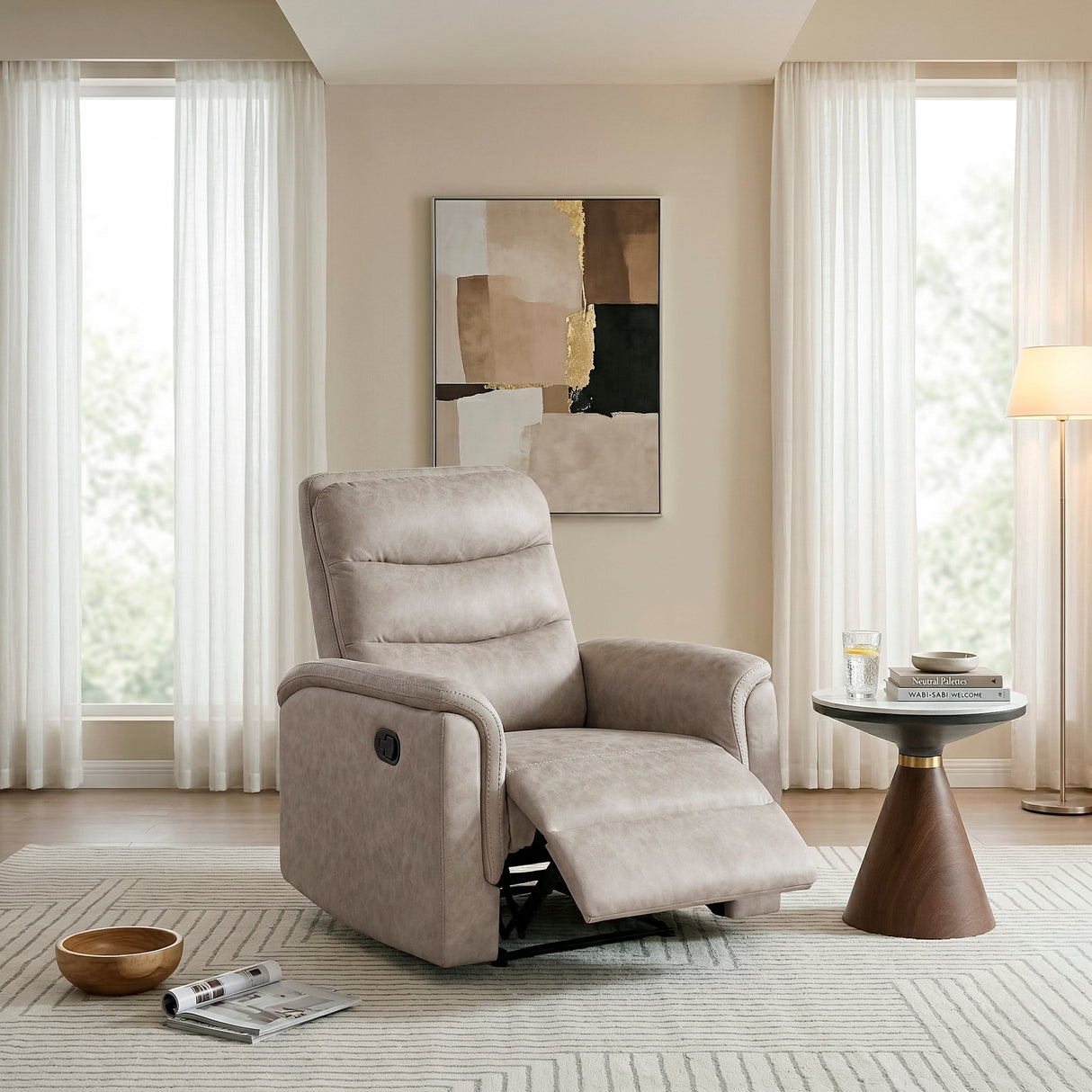 Metric Taupe Reclining Chair by Homelegance at Eve Furniture