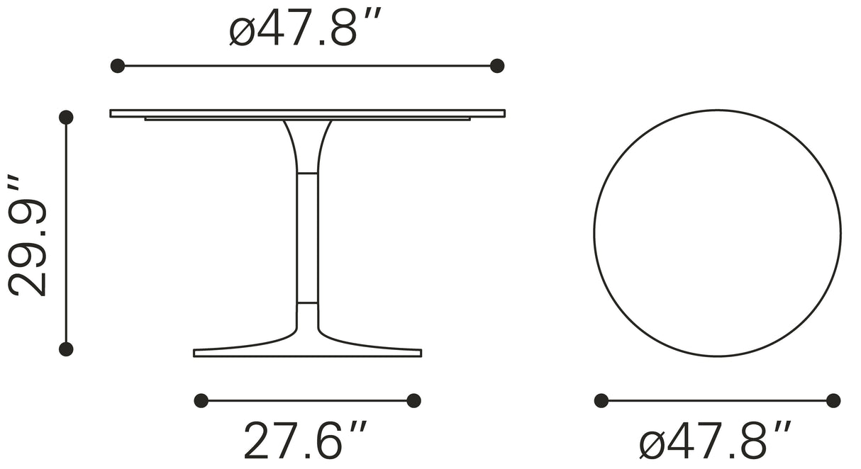Metropolis Gray & Silver Dining Table by Zuomod at Eve Furniture