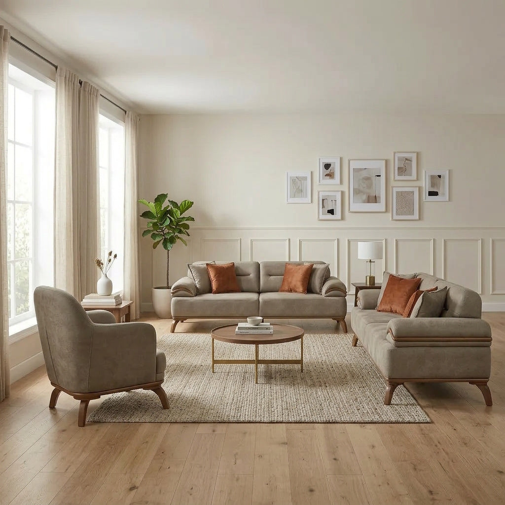 Mia Beige Convertible Sofa by Furnia at Eve Furniture