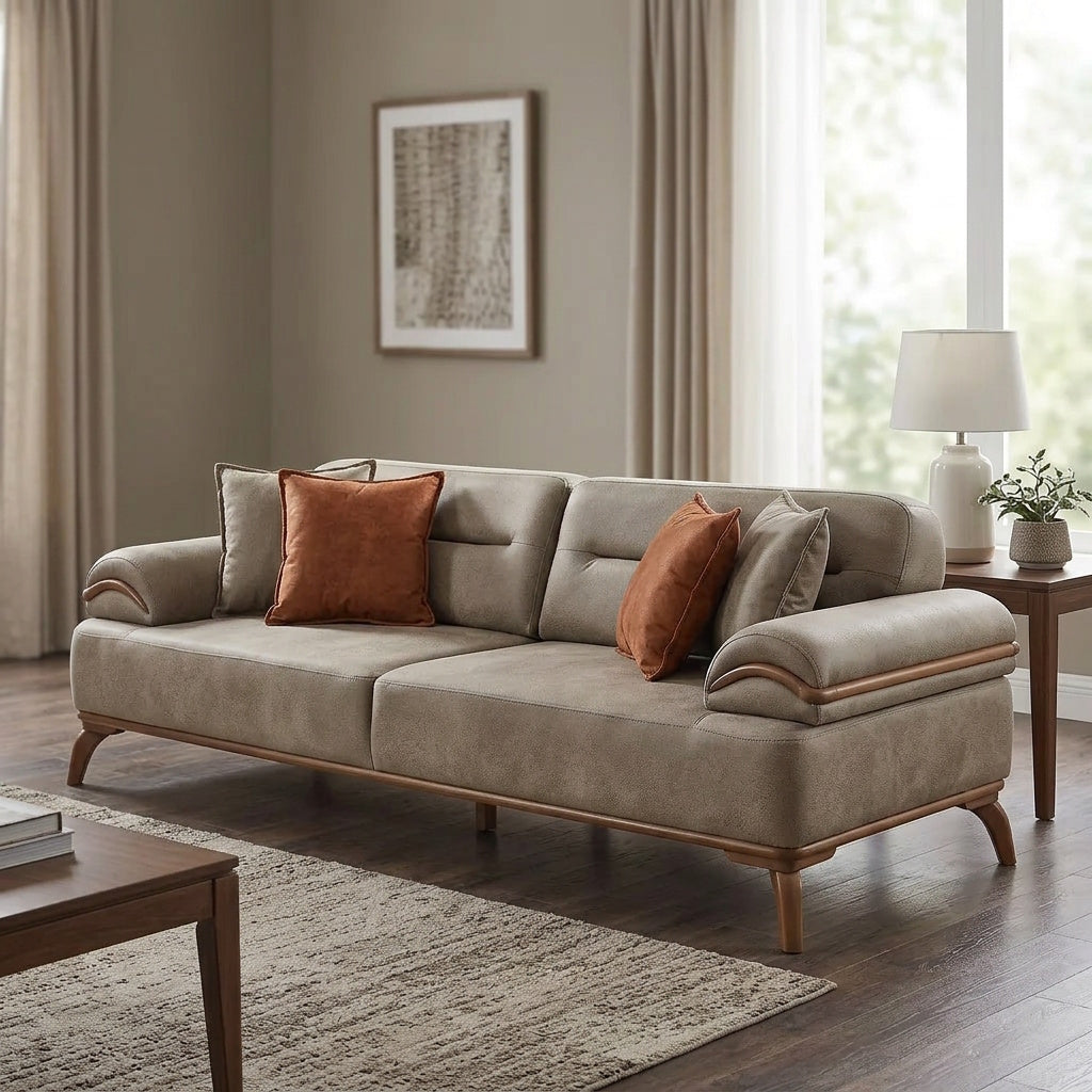 Mia Beige Convertible Sofa by Furnia at Eve Furniture
